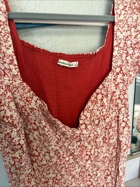 Abercrombie & Fitch Red Floral Smocked-Back Camisole